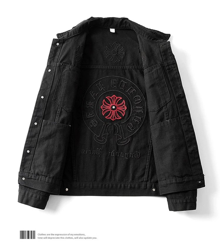 Chrome Hearts Black Embroidered Cross Denim Jacket - 16