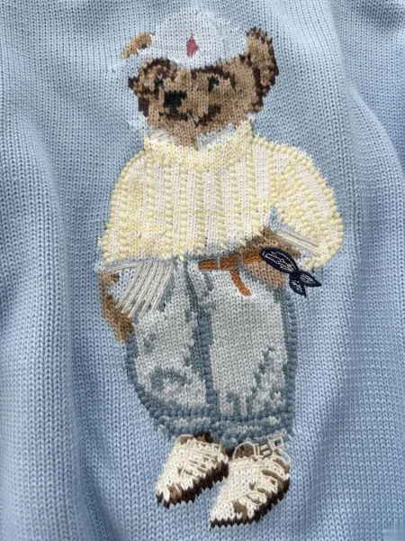 Polo Ralph Lauren Bear Intarsia Knit Sweater Light Blue - 2