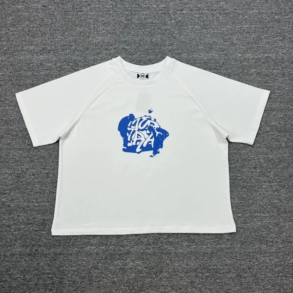 Design Graphic Print Raglan Sleeve Cropped T-Shirt White - 1