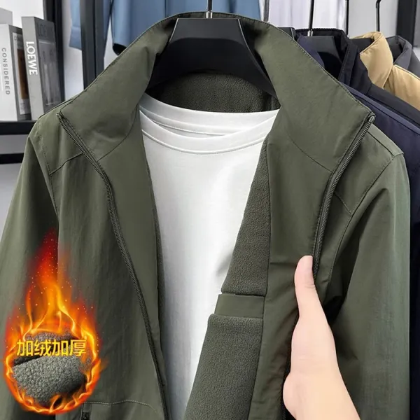 Design Fleece-Lined Windbreaker Army Green Jacket Outerwear.windbreaker - 1