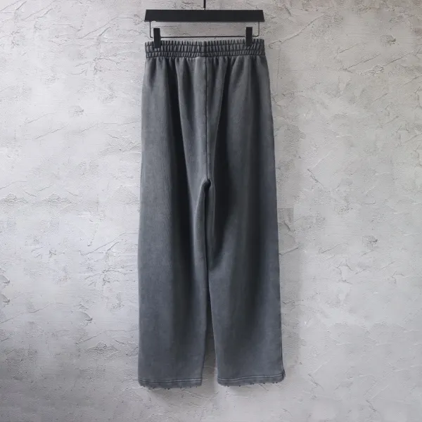 Design Printed Wide-Leg Sweatpants with Distressed Ink Wash White - 41