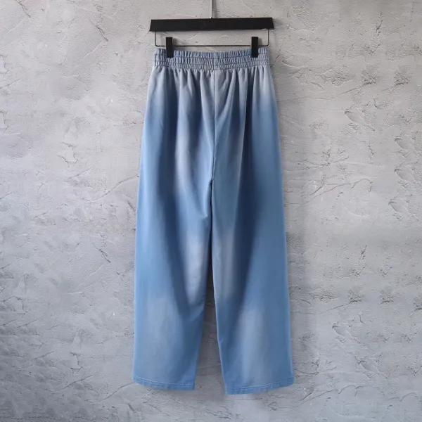 Design Printed Wide-Leg Sweatpants with Distressed Ink Wash White - 45