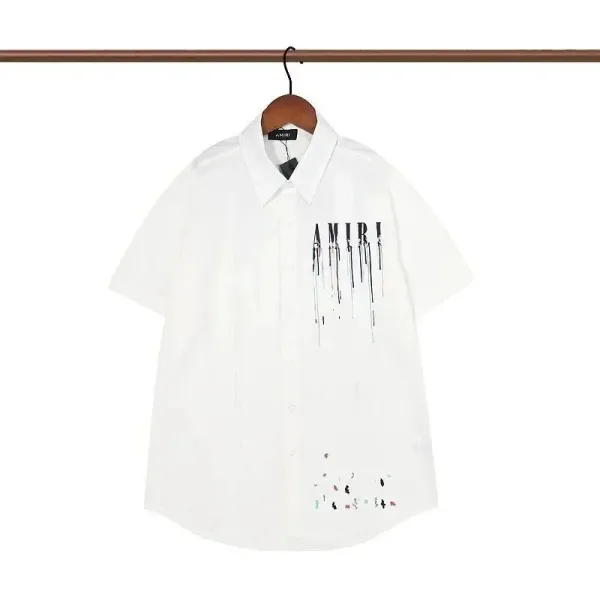 Amiri Dripping Logo Short-Sleeve Shirt White - 1