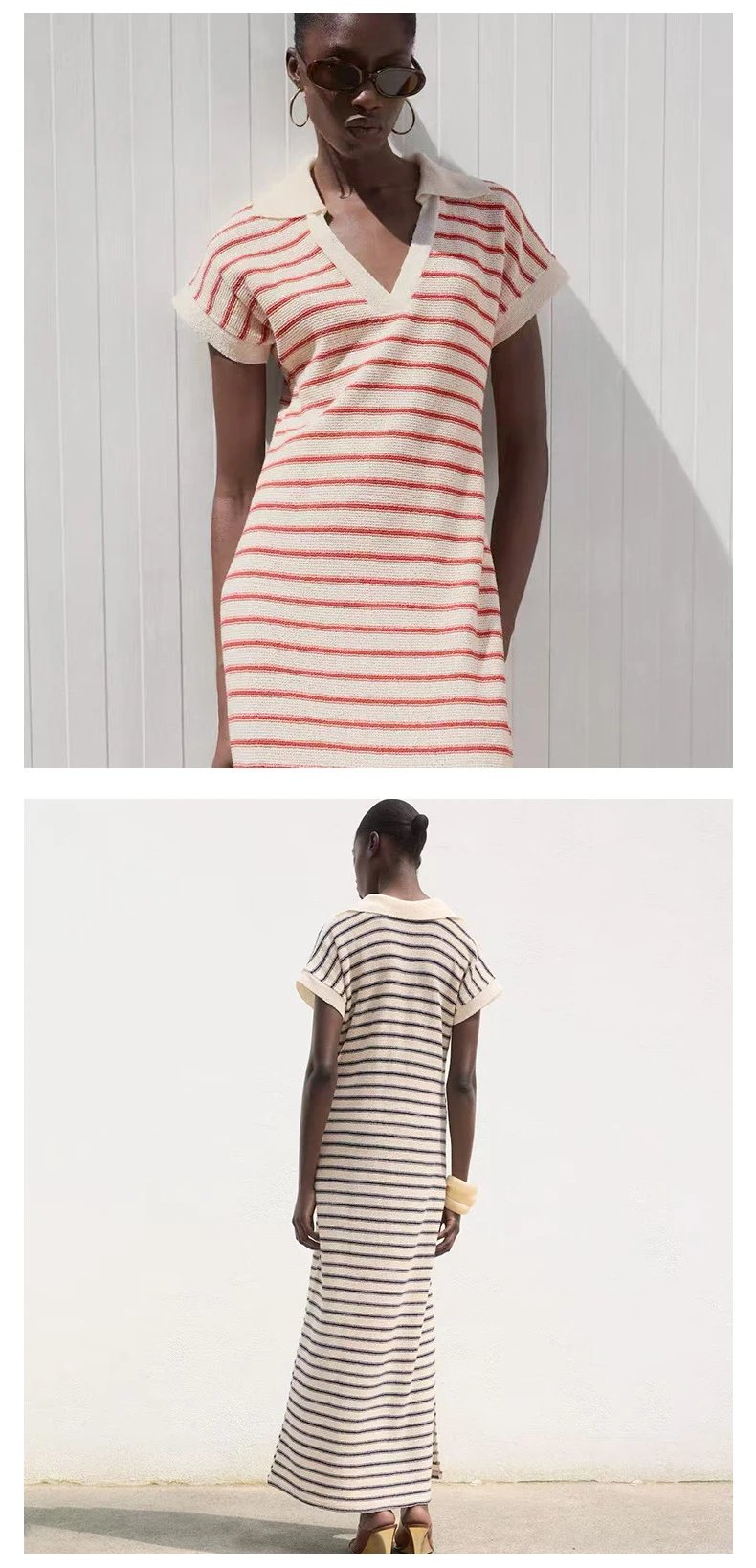 Jacquemus Le Polo Dress Red and Beige Striped Knit Dress - 13