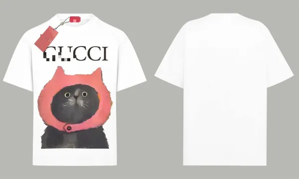 Gucci Cat Print Graphic T-Shirt White - 1