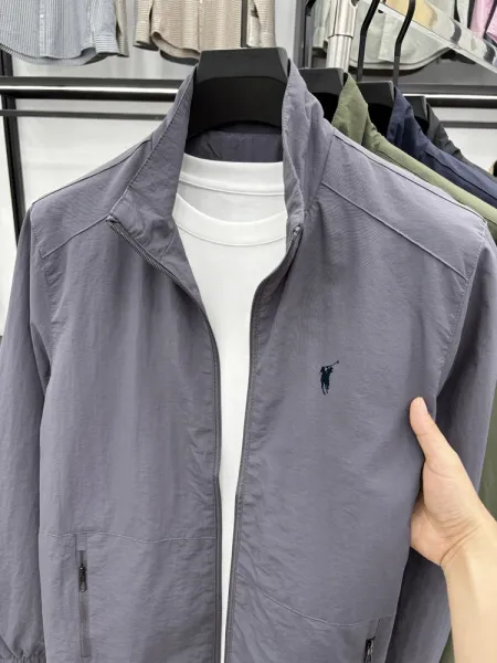 Design Fleece-Lined Windbreaker Gray Jacket Outerwear - 18