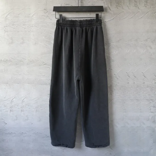 Design Printed Wide-Leg Sweatpants with Distressed Ink Wash White - 12