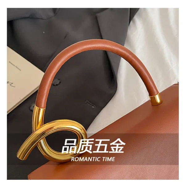 Design Black with Gold Twist Handle Handbag - 5