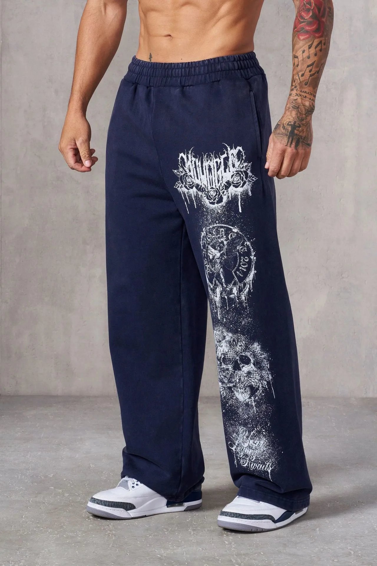 Hellstar Skull Graphic Navy Sweatpants - 12