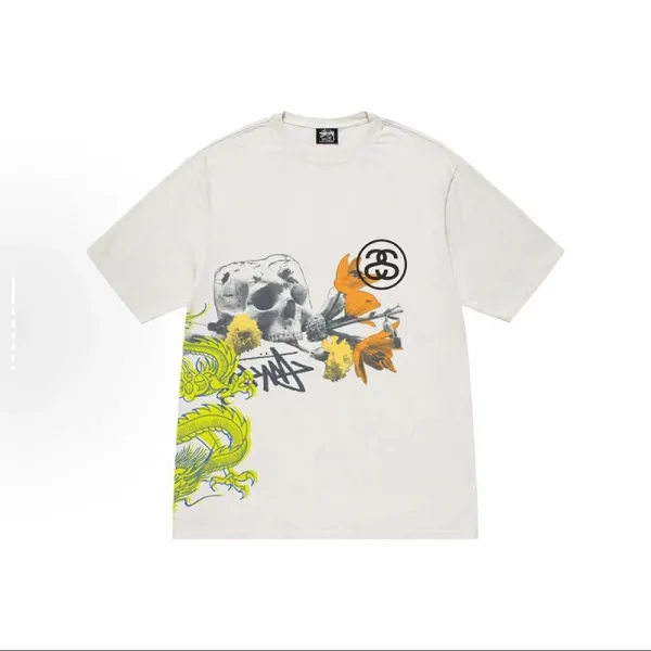 Stussy Dragon Skull Graphic T-Shirt Off-White - 1