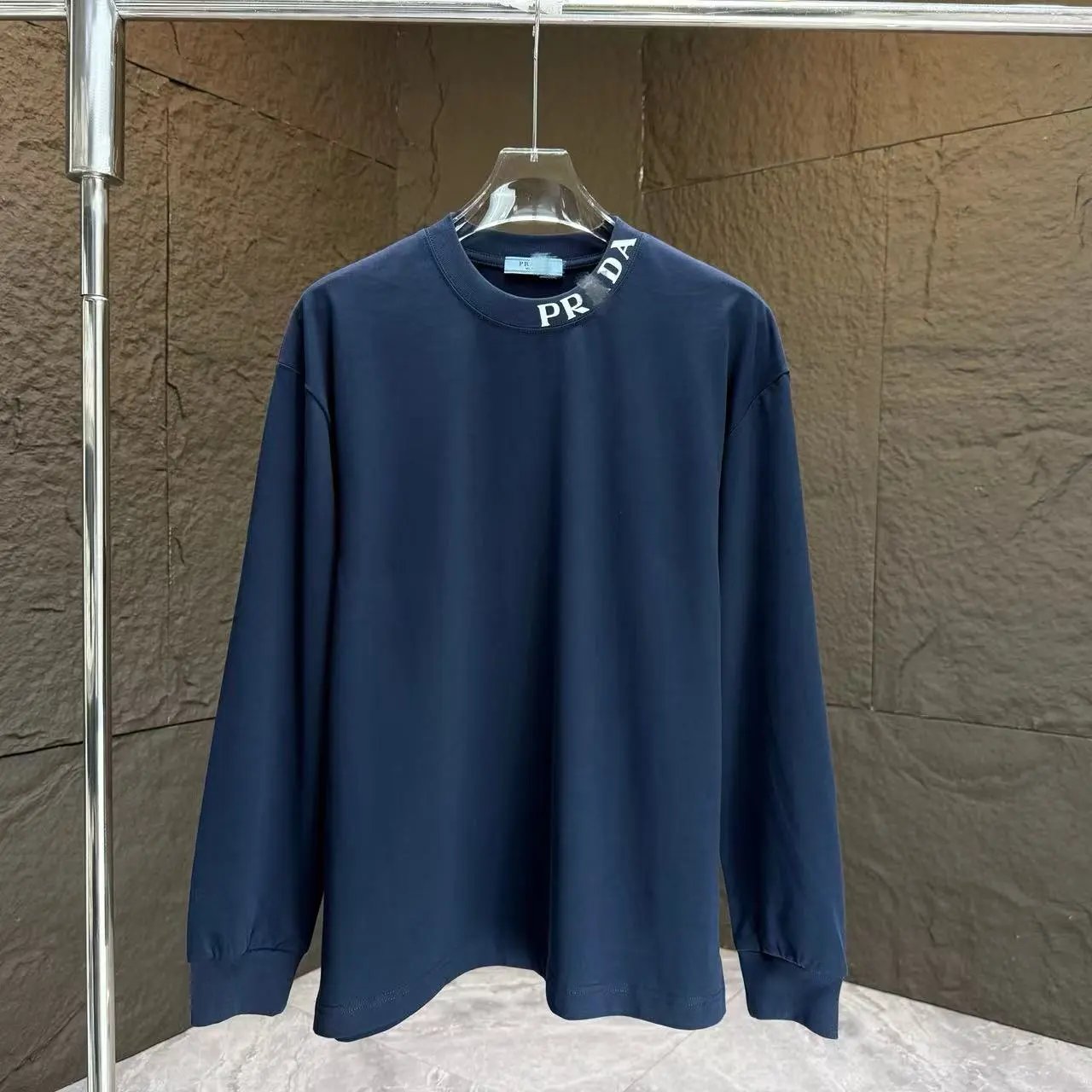 Prada Logo Trim Long-Sleeve T-Shirt White - 7