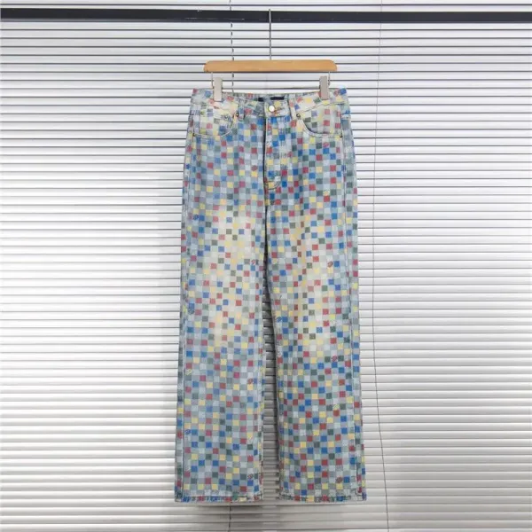 Design Pixel Grid Print Wide-Leg Jeans Multicolor - 1