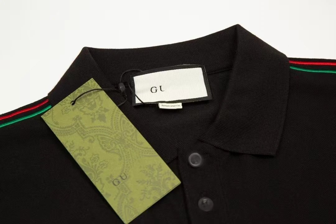 Gucci Logo-Embroidered Black Polo with White Trim Polo Shirt - 11