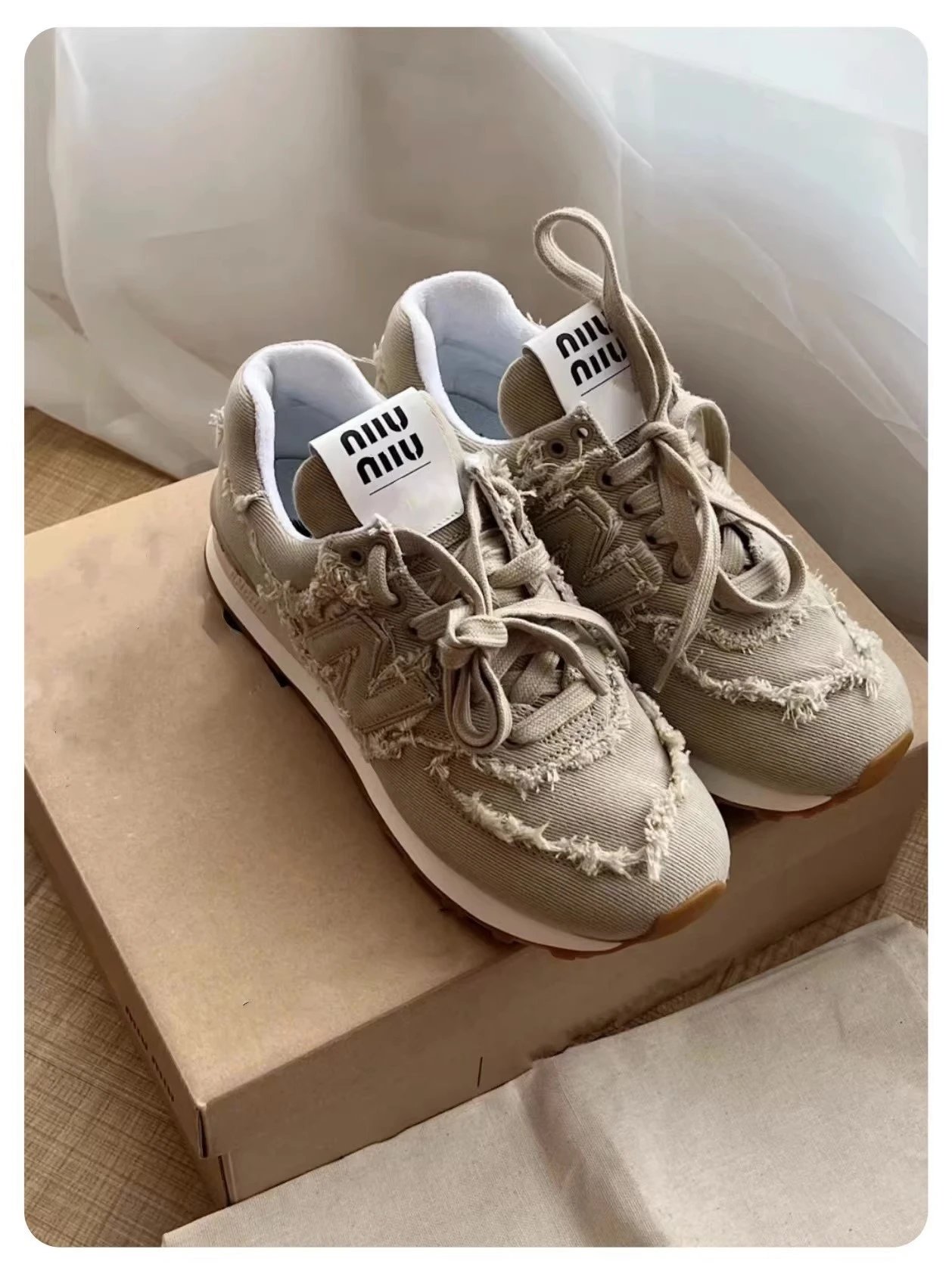 New Balance 574 Denim Distressed Blue Sneakers - 21