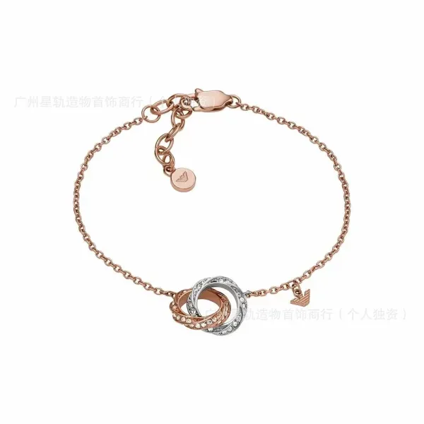Emporio Armani Tri-Color Interlocking Rings Bracelet Rose Gold Jewelry - 1