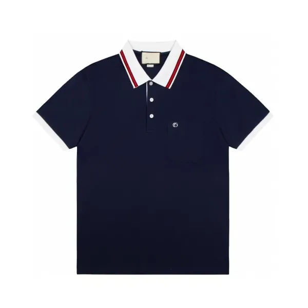 Gucci Logo-Embroidered Black Polo with White Trim Polo Shirt - 16