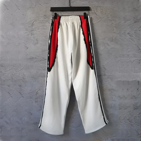 Design Printed Wide-Leg Sweatpants with Distressed Ink Wash White - 34