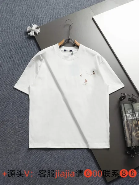 Design Embroidered Sailboat Motif White T-Shirt - 1