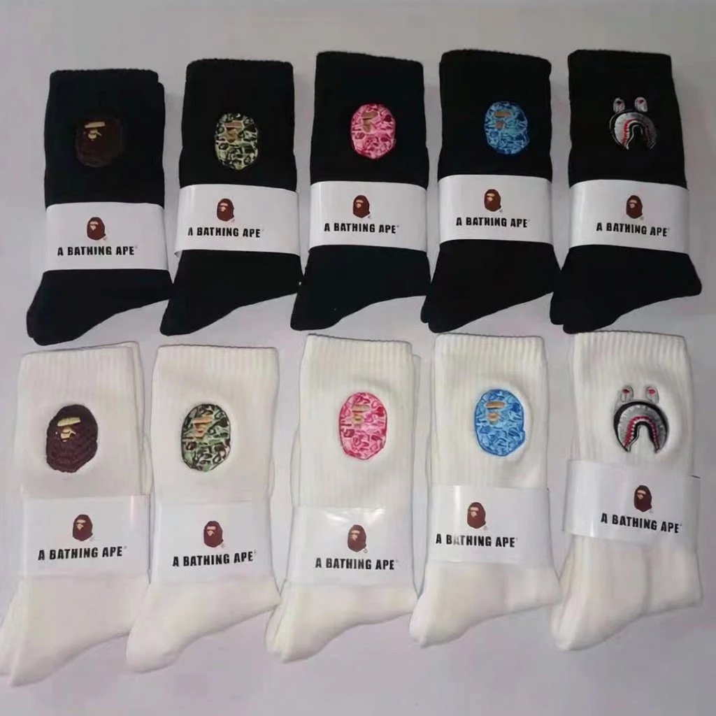 A Bathing Ape Shark Embroidered Socks Beige - 2