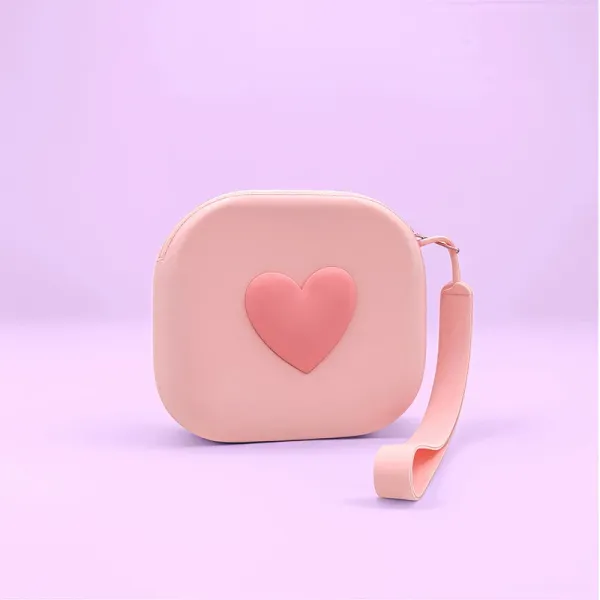 Design Heart Embossed Mini Wristlet Pink Bag Clutches - 1