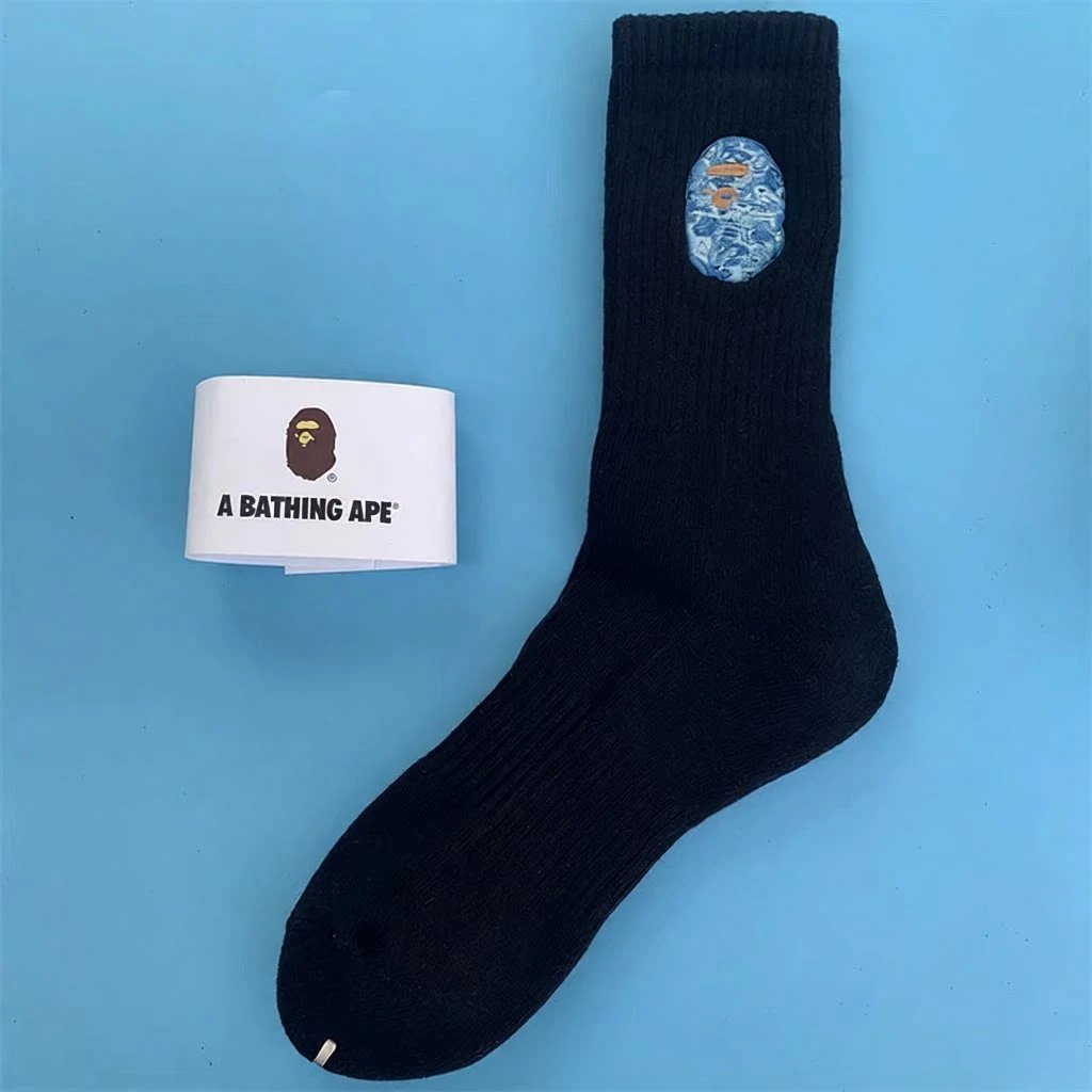 A Bathing Ape Shark Embroidered Socks Beige - 7