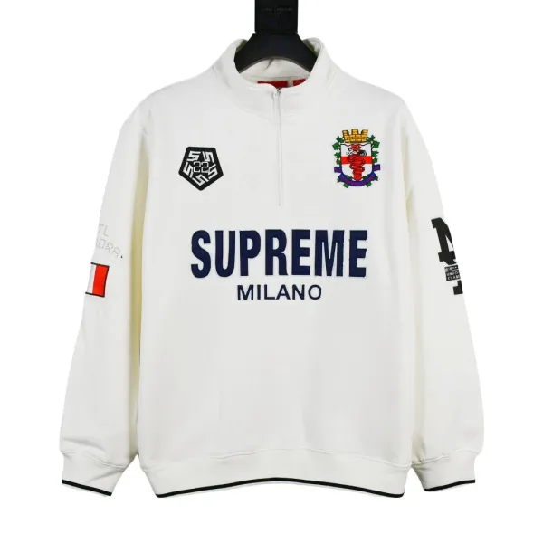 Supreme Milano Half-Zip Sweatshirt White Hoodie - 1