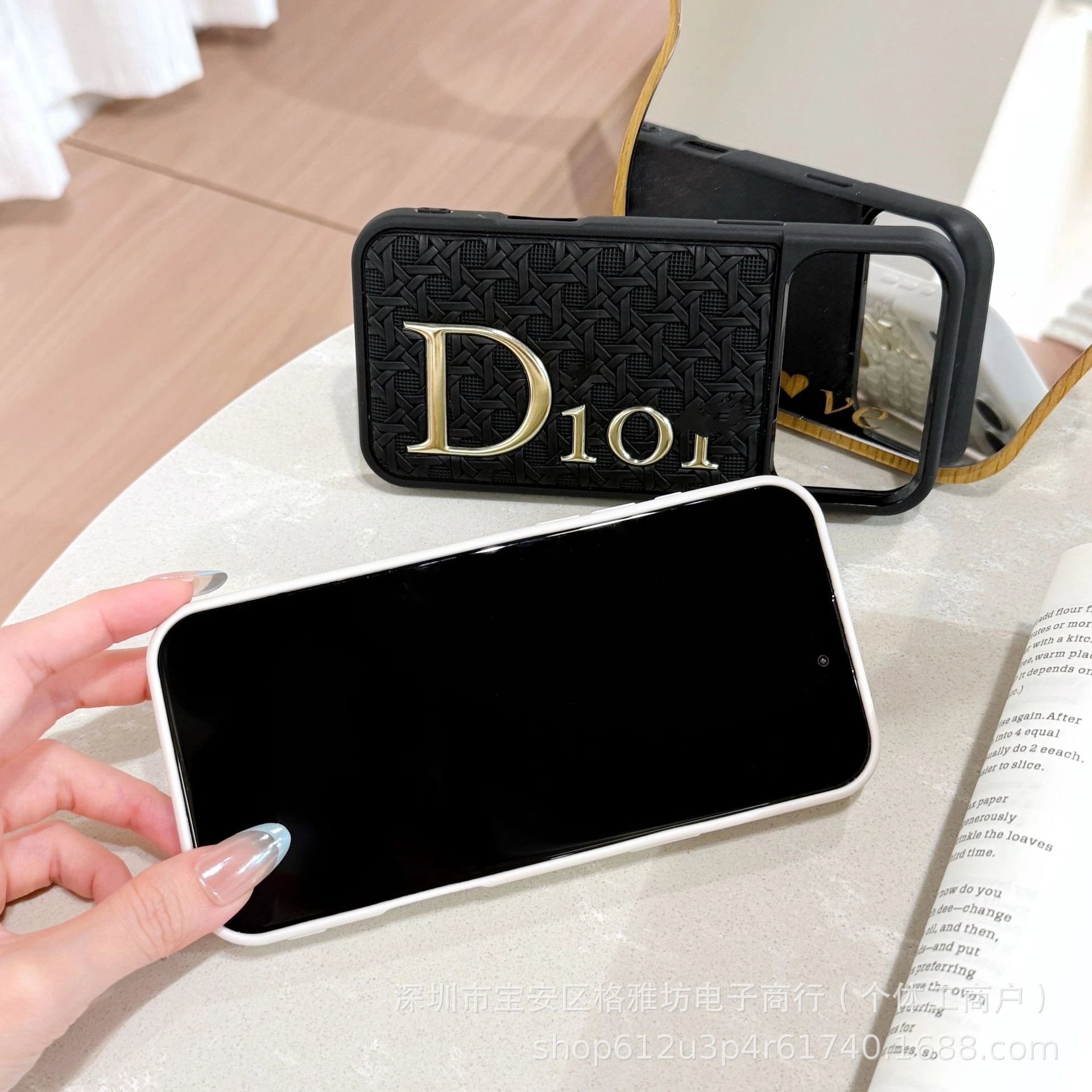 Dior Oblique Logo Phone Case Black - 7
