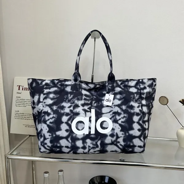 Alo Tie-Dye Logo Tote Bag Navy and White - 1