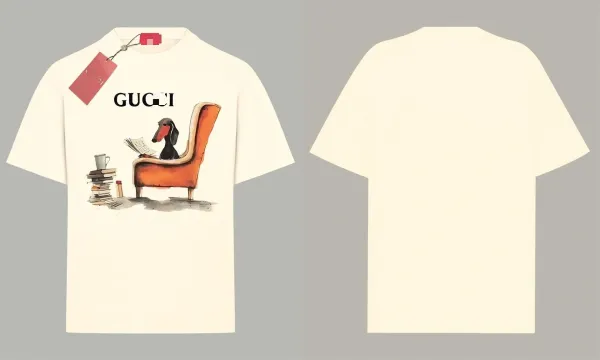 Gucci Dog Reading T-Shirt Beige - 1