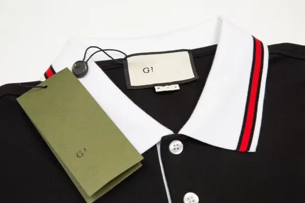 Gucci Logo-Embroidered Black Polo with White Trim Polo Shirt - 19