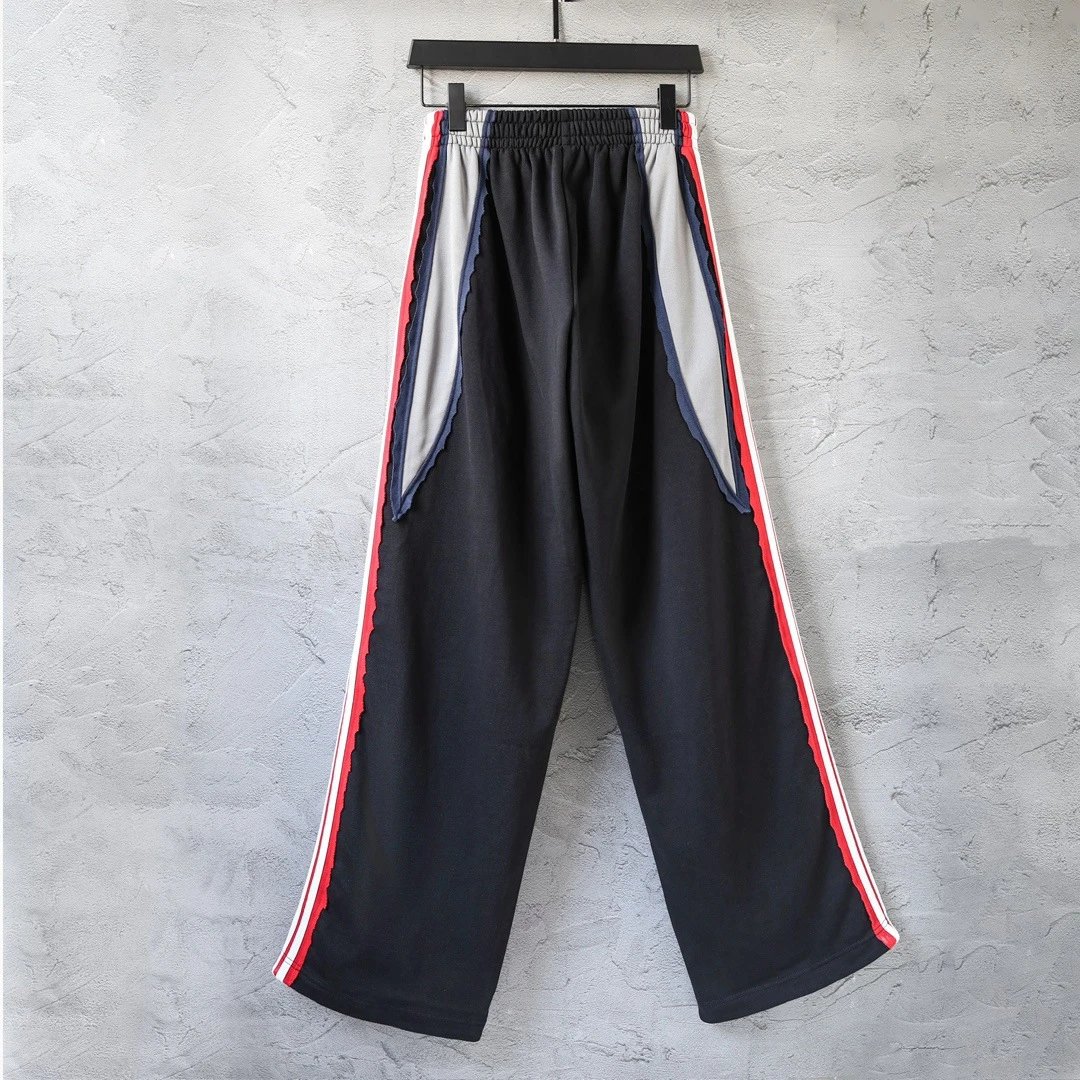 Design Printed Wide-Leg Sweatpants with Distressed Ink Wash White - 36
