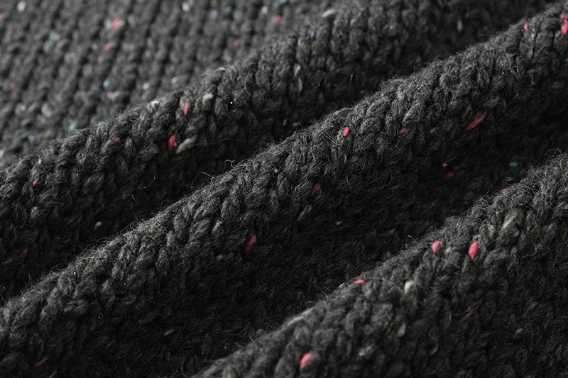 Design Knit Zip-Up Hoodie Charcoal Gray Sweater - 10