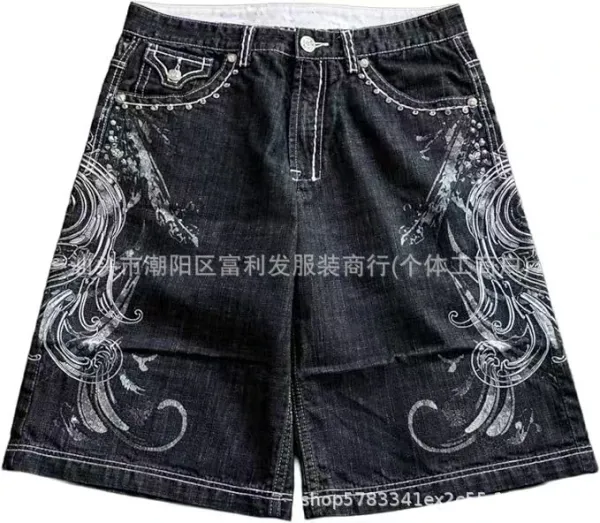 Chrome Hearts Cross Embroidered Black Denim Shorts - 10