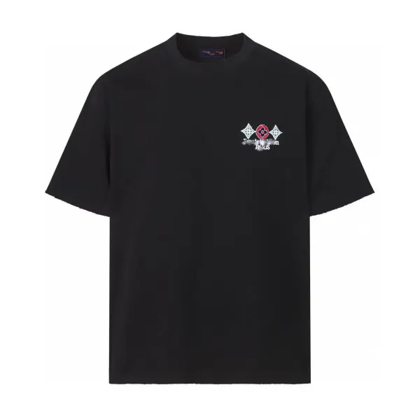 Louis Vuitton Monogram Floral Embroidered Black T-Shirt - 7