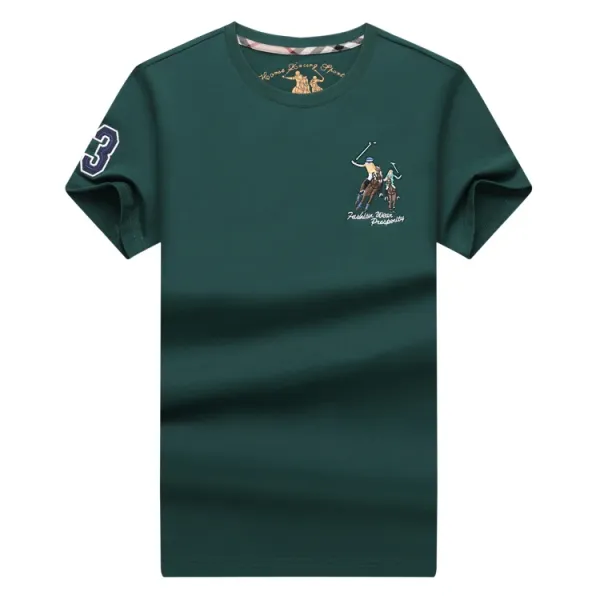 Design Polo Ralph Lauren Inspired Green T-Shirt with Horse Polo Embroidery - 2