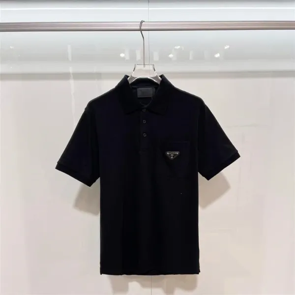 Prada Logo Patch Polo Black with Red and White Trim Polo Shirt - 13