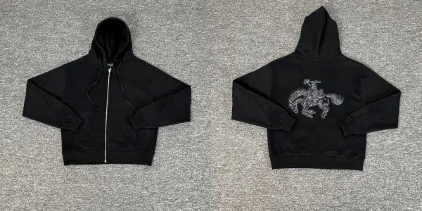 Design Embroidered Rider Hoodie Black - 1