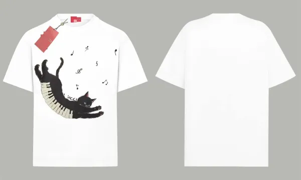 Gucci Cat Piano Print White T-Shirt - 1