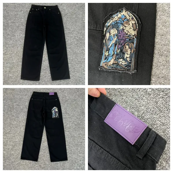Design Sehunz Custom Embroidered Patchwork Denim Jeans Dark Indigo Jeans - 4