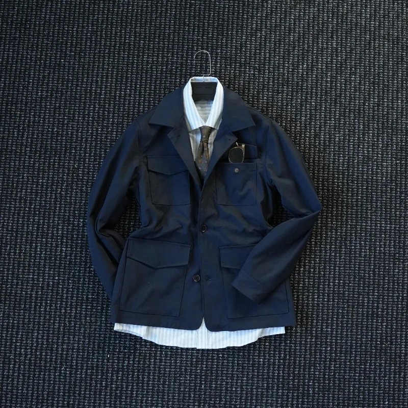 Design Utility Jacket Navy Blue Outerwear - 6
