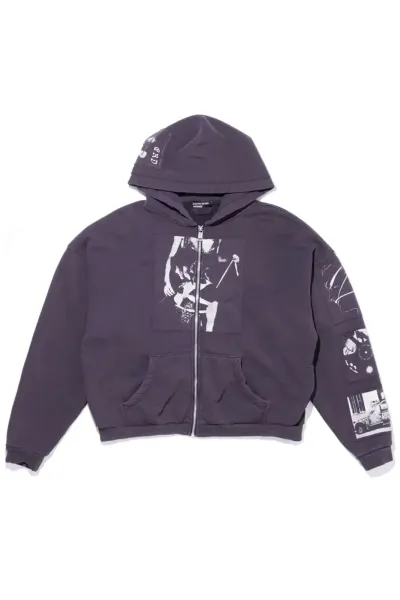 Comme des Garçons x Nirvana Graphic Zip-Up Hoodie Dark Gray - 1