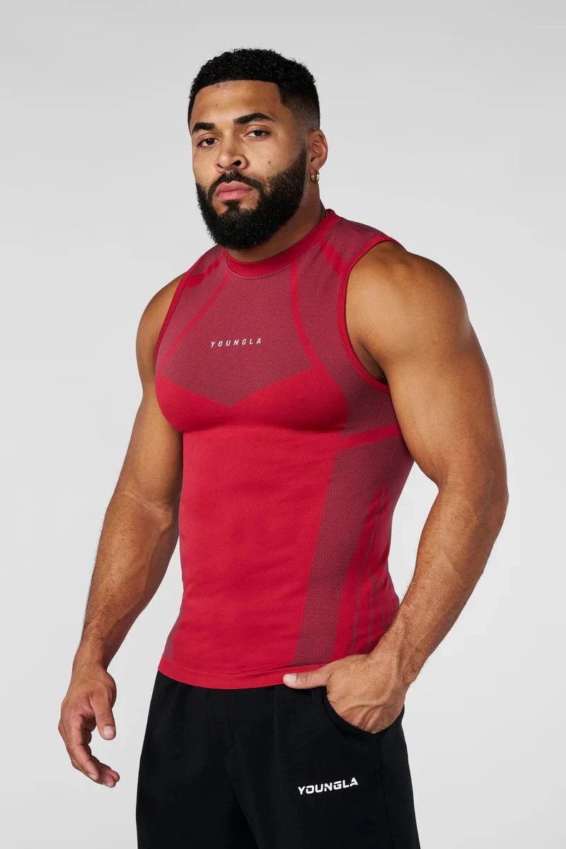 Design Youngla Performance Mesh Vest Top and Sweatpants Set Black Activewear - 7