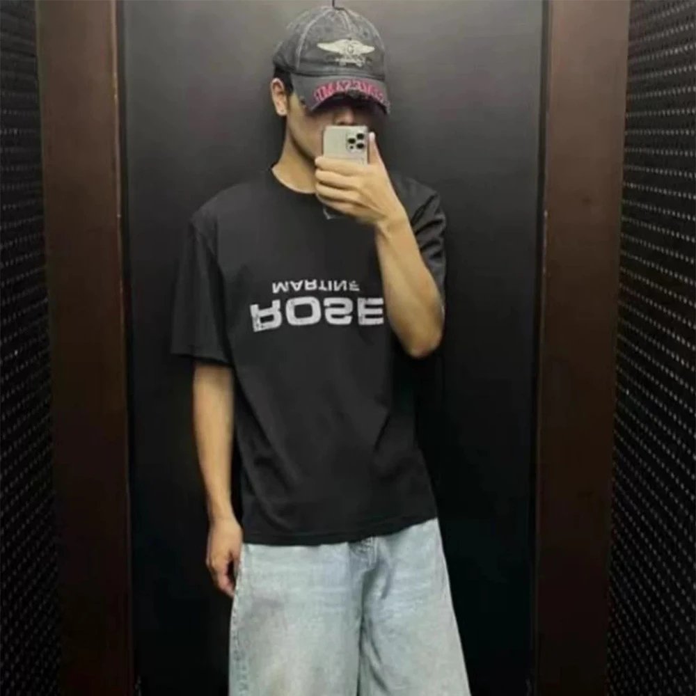 Design Rose Martin T-Shirt Black Washed Oversized Tee T-Shirts - 11
