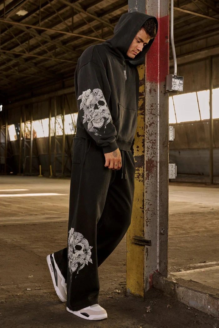Design Houndla Skull & Roses Brown Sweatpants - 7