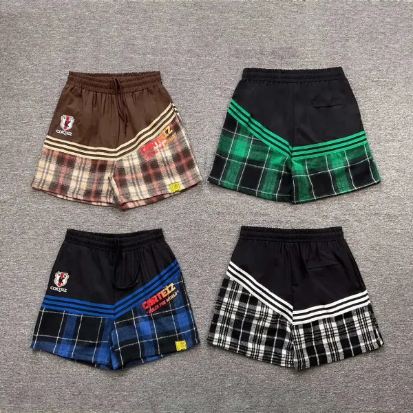 Corteiz Plaid Panel Shorts Black / Blue - 3
