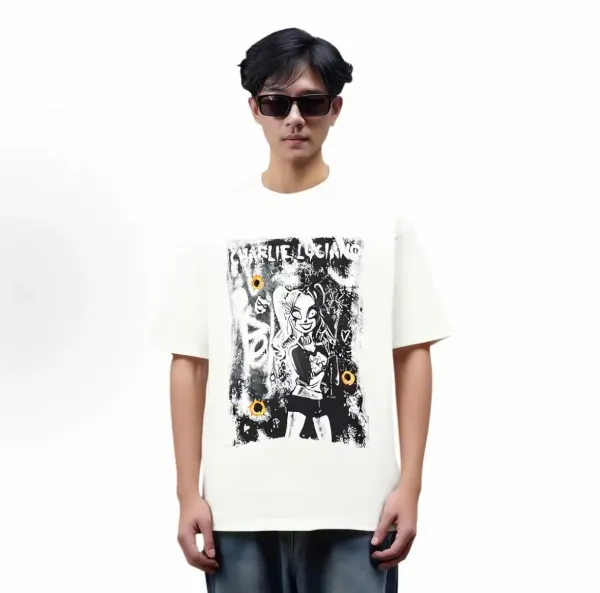 Design Charlie Luciano Maleficent x Aurora Graphic Print Off-White T-Shirt T-Shirts - 21