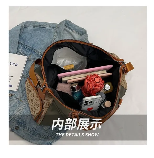 Design Cat Embroidery Sequin Duffle Bag Black - 10