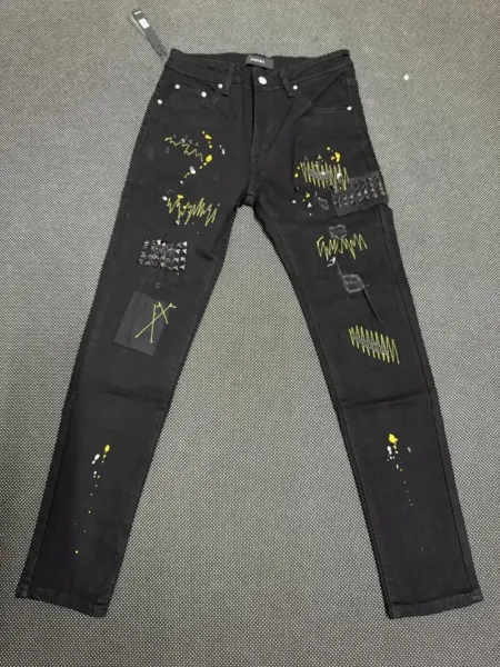Amiri Paint Splatter Studded Black Jeans - 1
