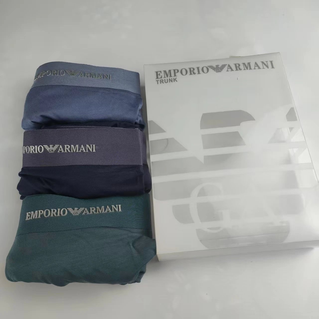Emporio Armani Trunk Box Set in Blue, Navy, and Teal Underwear - 18