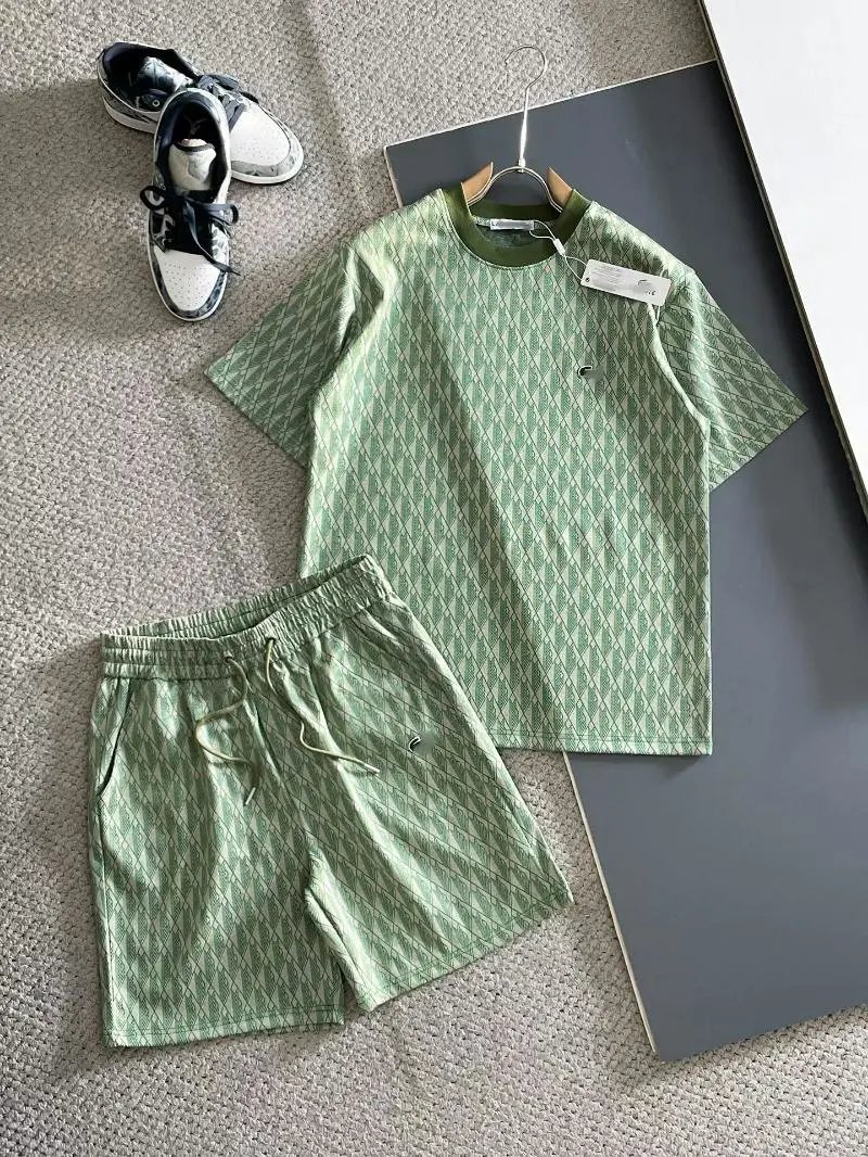Lacoste Monogram Print Beige Set T-Shirt and Shorts - 5